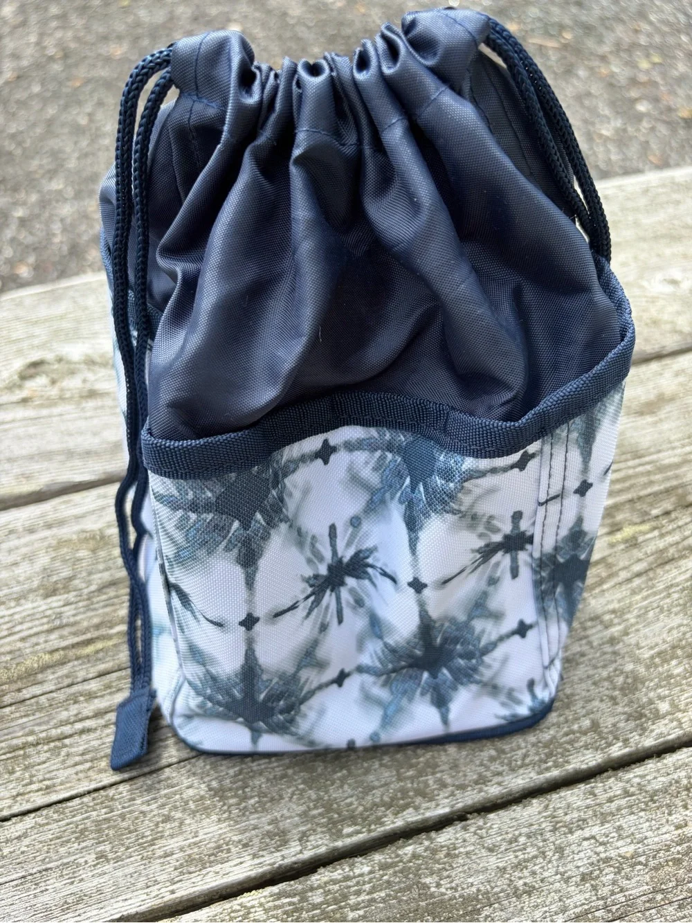 Navy Tie-Dye & charcoal drawing Pouch Bag